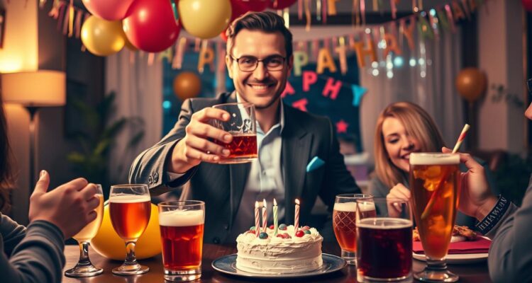 Życzenia urodzinowe dla faceta z alkoholem